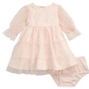Nordstrom Tiered Clip Dot Dress with Bloomers (Baby) - 12M